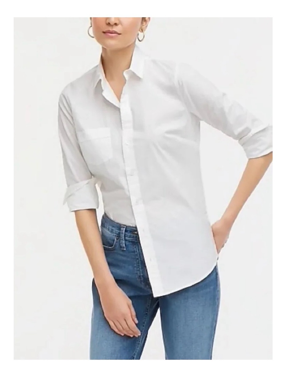 ZARA Basic 100% Cotton White Button Down Shirt with Chest Pocket - Size Medium